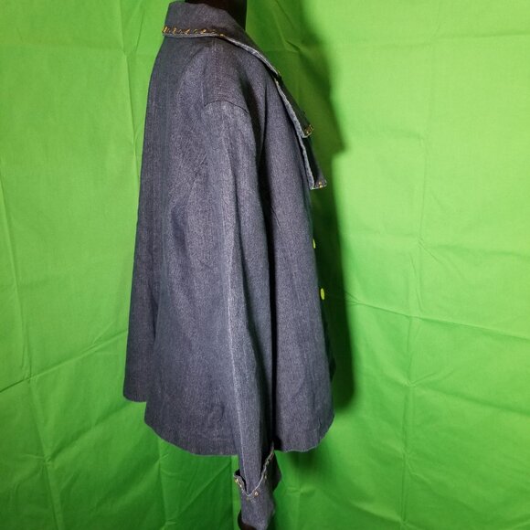 Odeliah Denim Blue Jacket Womens Plus Size 24W Bronze Metal Accents Vtg Retro - Picture 4 of 7